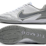 Chuteira Futsal Nike Tiempo Legend 9 Elite Branca e Cinza "Focus"