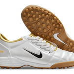 Chuteira Society Nike Total 90 TF Branca e Dourada
