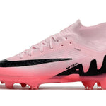 Chuteira Campo Nike Air Zoom Mercurial Vapor 15 Elite FG Rosa e Preto "Mad Brilliance Pack" Cano Alto