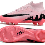 Chuteira Campo Nike Air Zoom Mercurial Vapor 15 Elite FG Rosa e Preto "Mad Brilliance Pack" Cano Alto