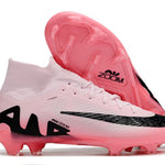 Chuteira Campo Nike Air Zoom Mercurial Vapor 15 Elite FG Rosa e Preto "Mad Brilliance Pack" Cano Alto